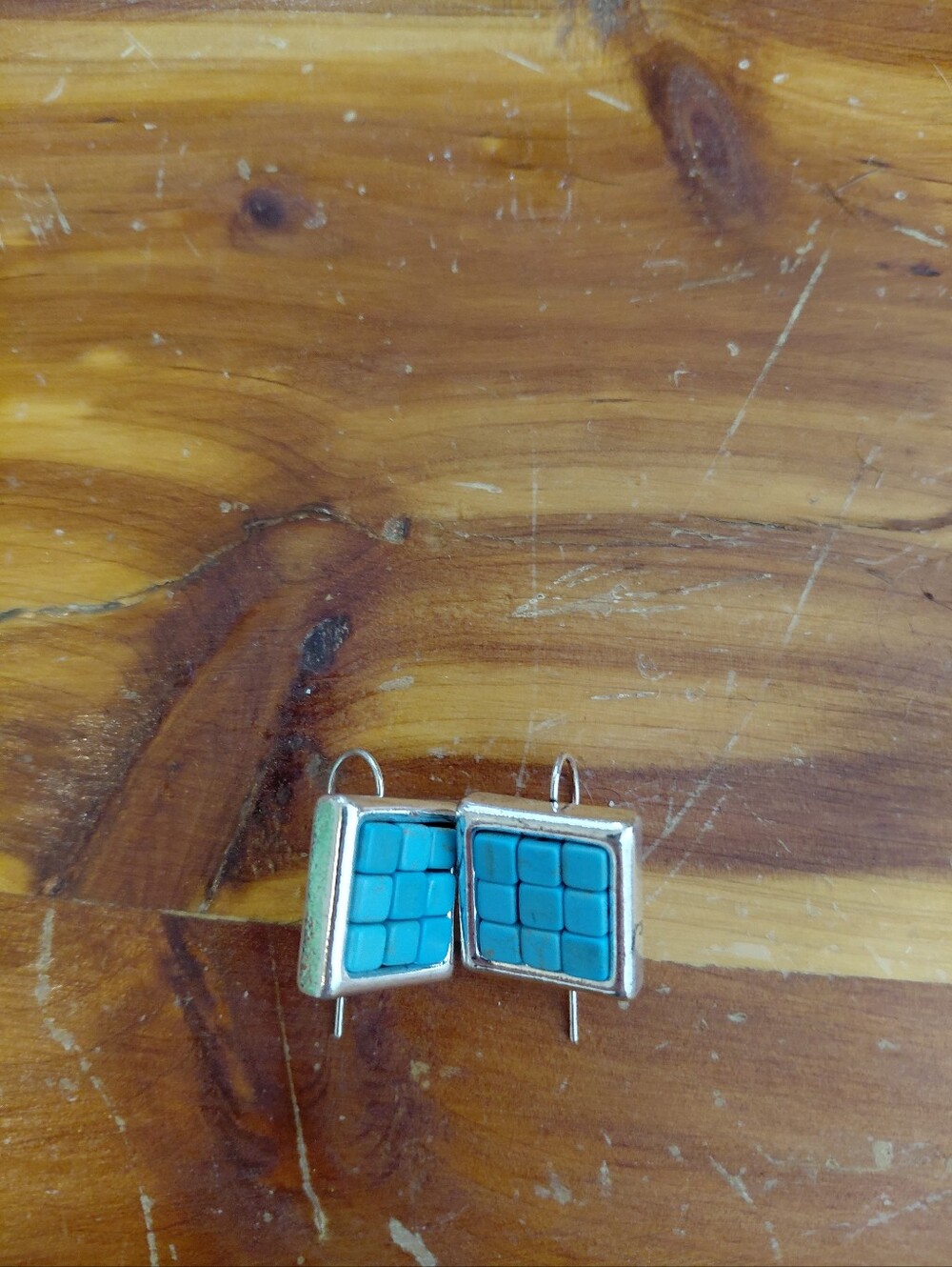 Brand New Sundance Stainless Steel and Turquoise Earrings " BLUE COBBLESTONE"